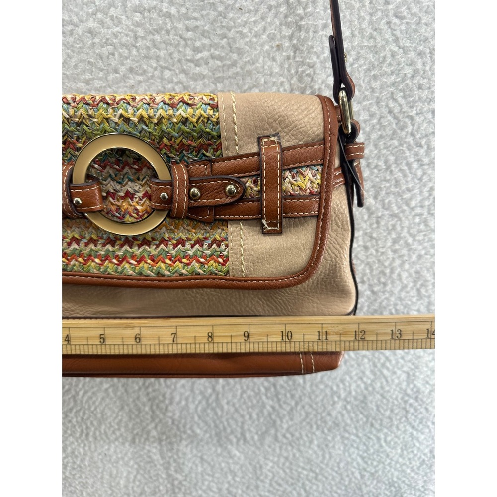 b.o.c. Crossbody Bag Woven Accent Buckle Detail Everyday Purse - Picture 5 of 11